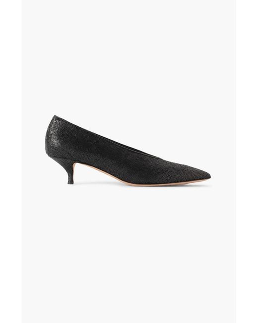 Emme Parsons Black Veneto Sequined Leather Pumps
