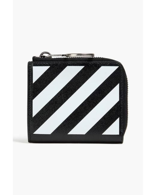 Off-White c/o Virgil Abloh Black Striped Pebbled-Leather Wallet for men