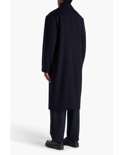 Sandro Blue Wool And Cashmere-blend Felt Coat for men