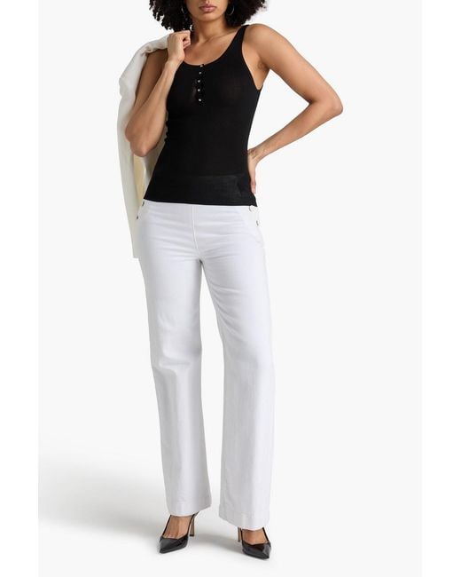 Sandro Black Ribbed Cotton-blend Top