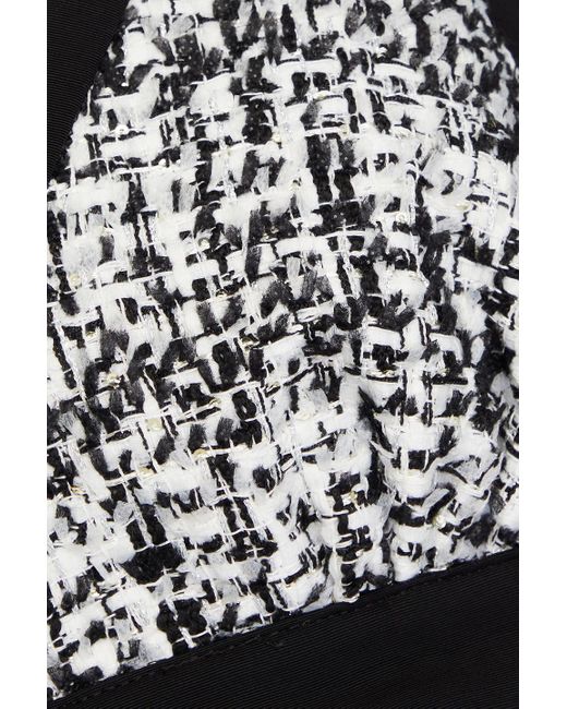 Sandro Black Grosgrain-paneled Cropped Tweed Bra Top
