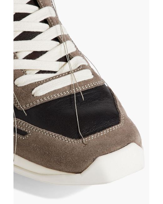 Rick Owens Natural Vintage Runner Leather And Suede Sneakers