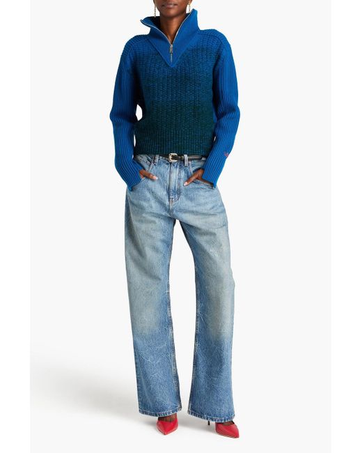 Victoria Beckham Blue Acid-wash High-rise Wide-leg Jeans