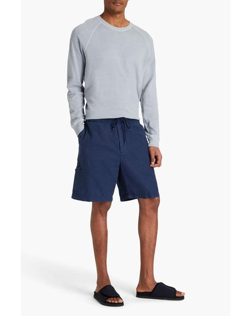 James Perse Blue Cotton And Hemp-Blend Cargo Shorts for men