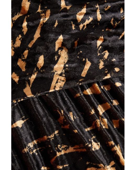 Nanushka Black One-sleeve Cutout Printed Crushed-velvet Maxi Dress