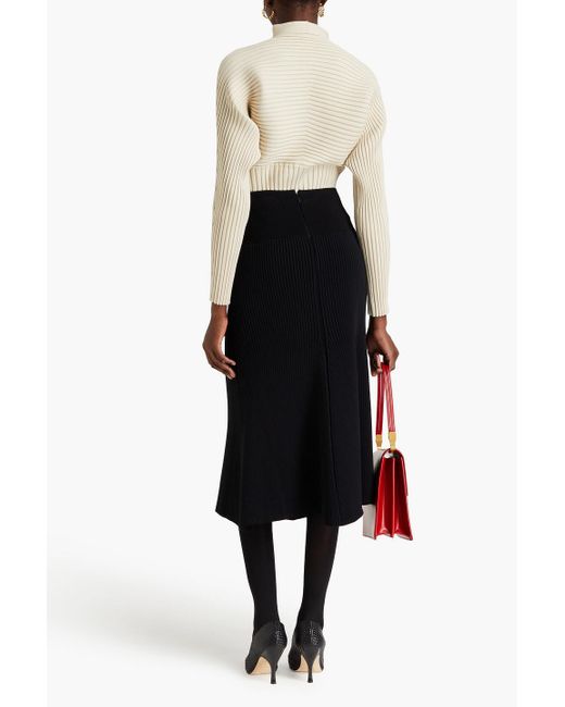 Tory Burch Black Ribbed-knit Midi Skirt