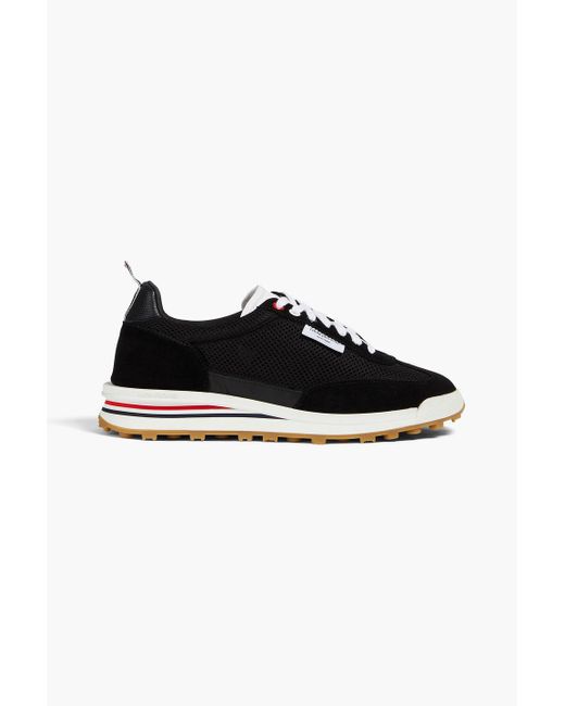 Thom Browne Black Mesh And Suede Sneakers for men
