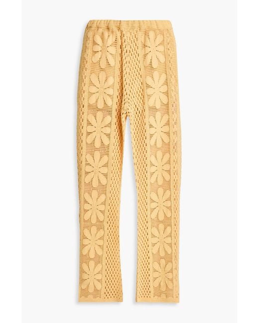 Sandro Yellow Guipure Lace Straight-leg Pants
