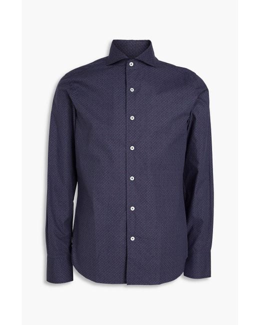 Canali Hemd aus baumwollpopeline mit print in Blue für Herren