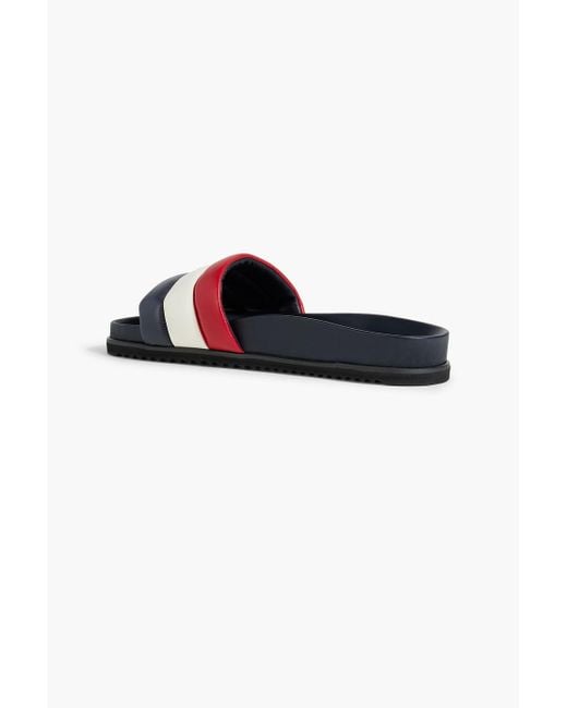 Thom Browne White Striped Quilted Shell Slides for men