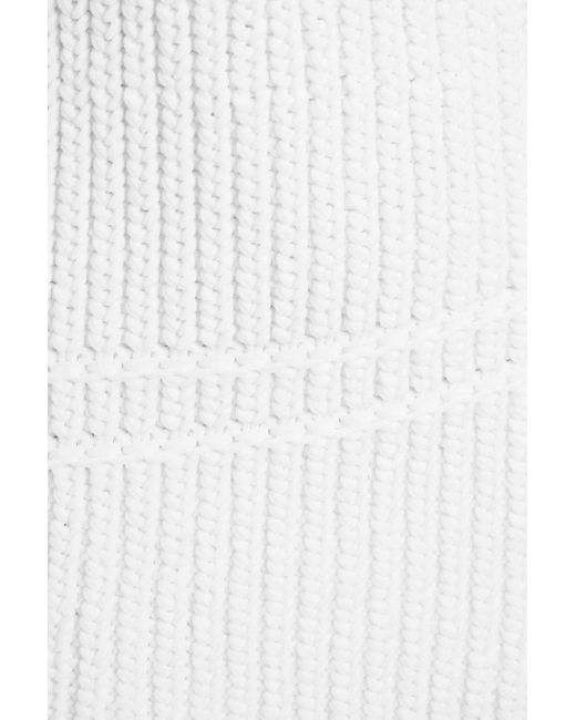 Jacquemus White Nuvola Ribbed-knit Halterneck Mini Dress