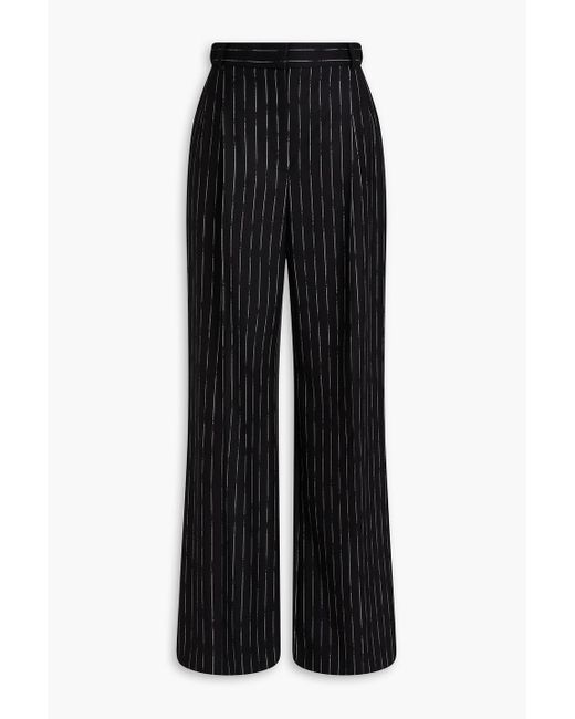 Alexander McQueen Black Hose mit weitem bein aus woll-twill mit nadelstreifen