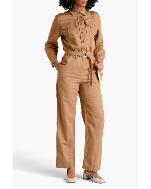 Maje Natural Belted Twill Jumpsuit
