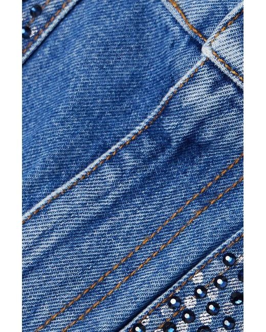 Area Blue Crystal-embellished Printed Denim Mini Skirt