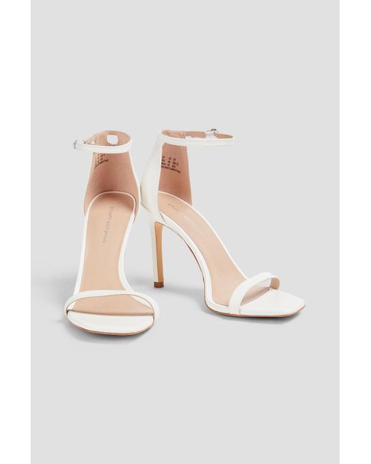 Stuart Weitzman White Amelina 95 Leather Sandals