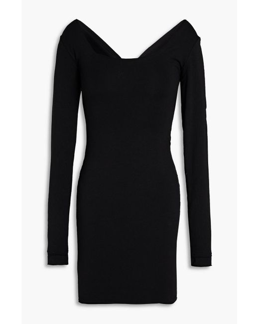 ROTATE BIRGER CHRISTENSEN Black Juno Cotton-blend Jersey Mini Dress