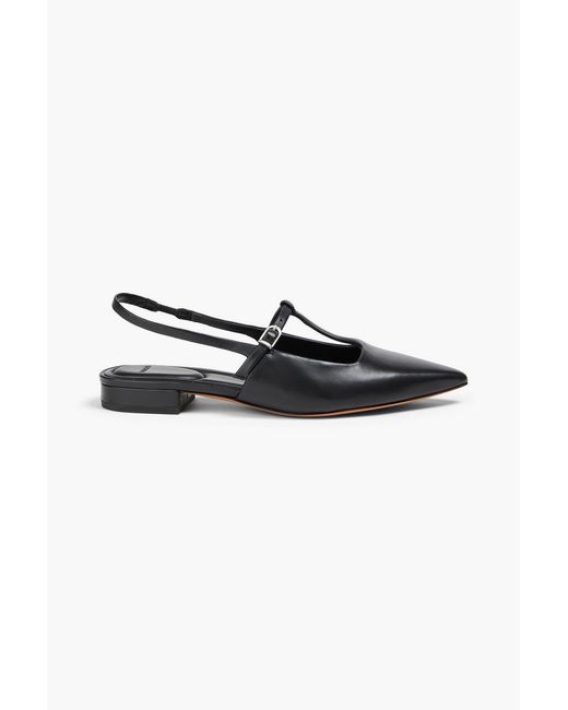 Vince Black Iliana Leather Point-Toe Flats
