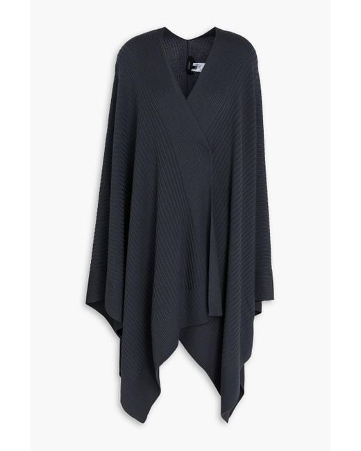Joseph Blue Poncho aus gerippter merinowolle