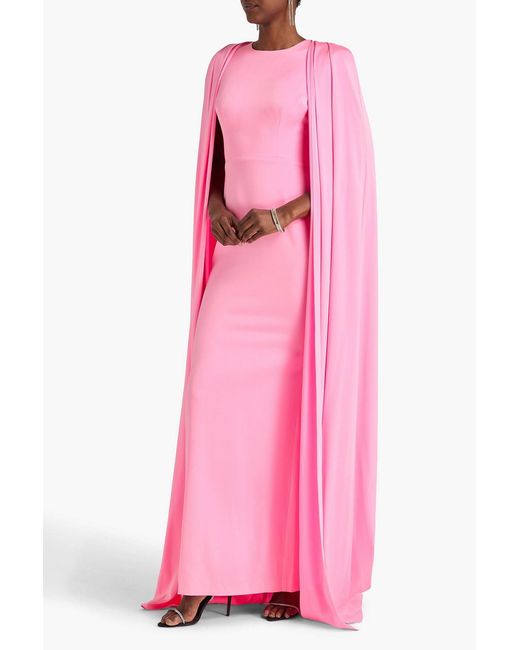 alex perry pink cape dress Alex Perry Bentley Cape-Effect Satin-Crepe Gown in Pink
