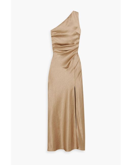 Bec & Bridge Natural Dreamer One-Shoulder Satin Maxi Dress