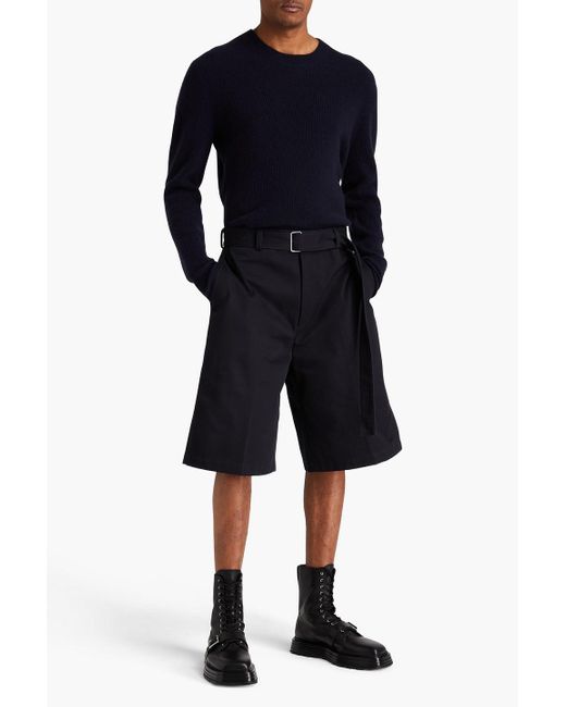 Jil Sander Blue Belted Cotton-twill Shorts for men