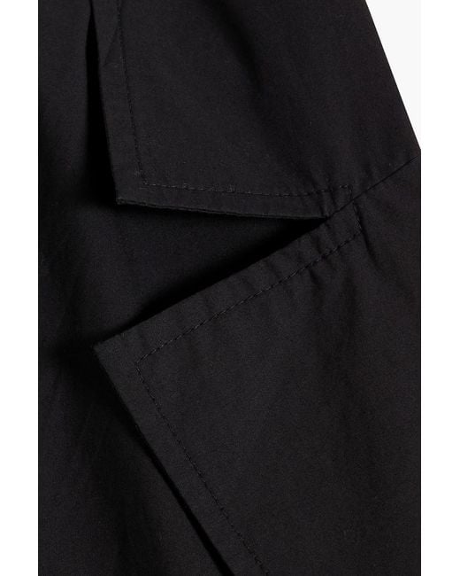 Ganni Black Gathered Broderie Anglaise Cotton-poplin Midi Dress