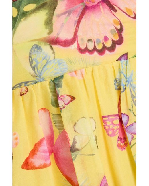 Charo Ruiz Yellow Issya Printed Cotton-Blend Mini Dress