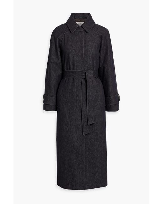 Brunello Cucinelli Black Bead-Embellished Denim Trench Coat