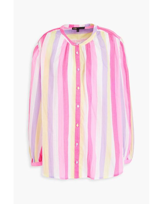 Maje Pink Oversized Striped Woven Shirt
