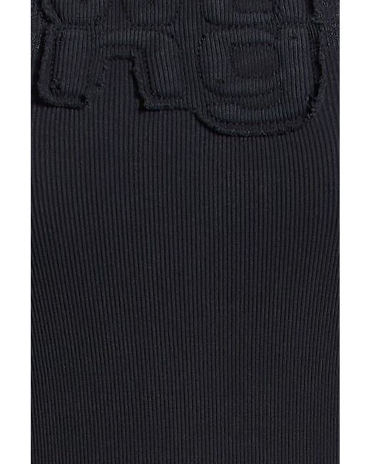 T By Alexander Wang Black Distressed Ribbed Cotton-Blend Jersey Mini Dress