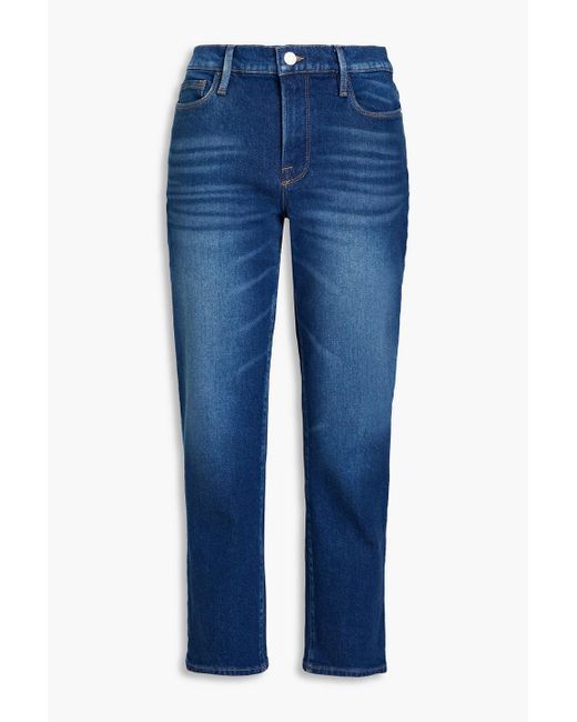 FRAME Blue Le Nouveau Cropped Mid-rise Straight-leg Jeans
