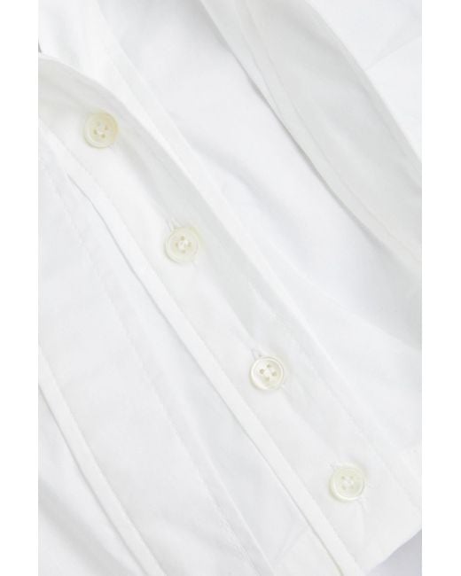 Jacquemus White Mehrlagiges hemdkleid aus baumwollpopeline in minilänge mit cut-outs
