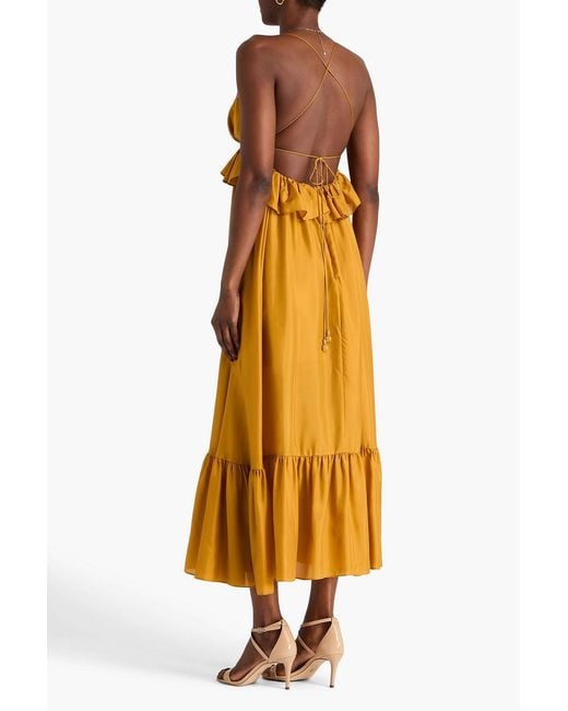Zimmermann Yellow Ruffled Silk Maxi Dress