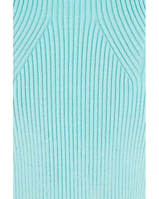 Vince Blue Cropped Ribbed-knit Tank