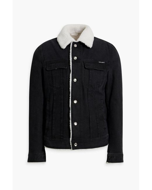 Dolce & Gabbana Black Shearling-lined Denim Jacket for men