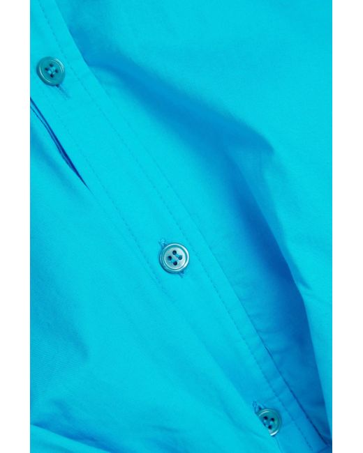 Jacquemus Blue Majean Asymmetric Cropped Cotton-poplin Shirt