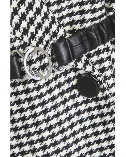 Veronica Beard Gray Hutchinson Dickey Double-breasted Belted Houndstooth Tweed Blazer