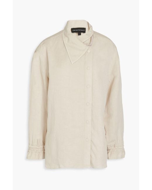 Emporio Armani White Lyocell And Linen-blend Shirt