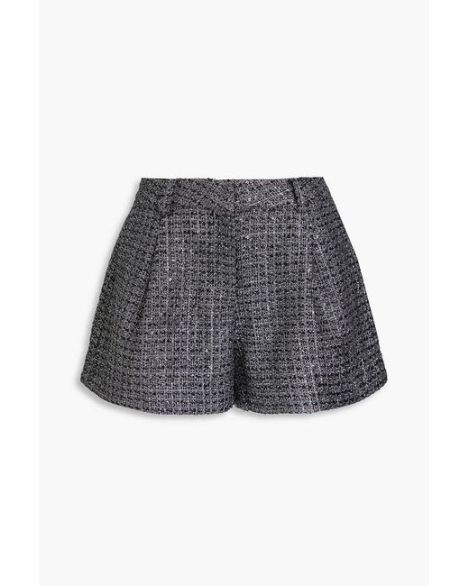 Maje Gray Sequin-Embellished Metallic Tweed Shorts