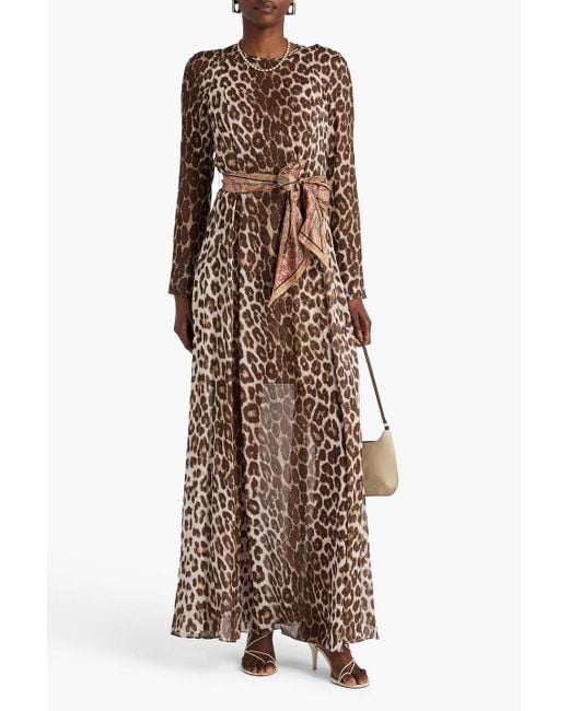 Zimmermann Natural Leopard-print Georgette Maxi Dress