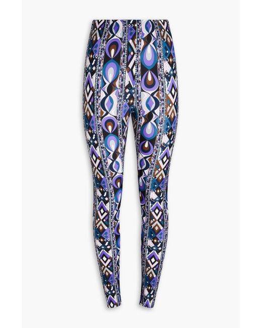 Emilio Pucci Blue Printed Stretch-jersey leggings