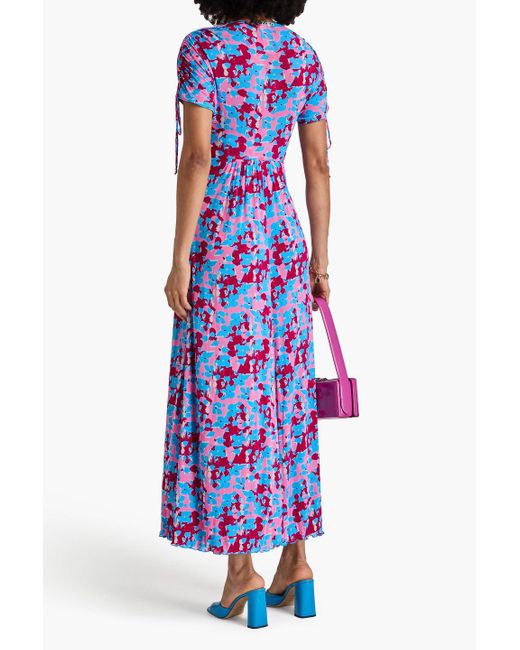 Diane von Furstenberg Purple Charlotte Reversible Printed Stretch-mesh Midi Dress