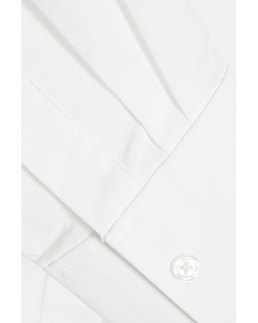 T By Alexander Wang White Cold-shoulder Cotton-poplin Mini Shirt Dress