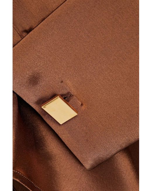 retroféte Brown Cropped Tie-detailed Satin Shirts