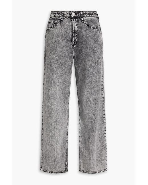 Rag & Bone Gray Logan Acid-Wash High-Rise Wide-Leg Jeans