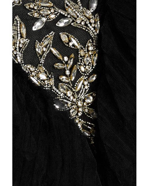 Jenny Packham Black Fox Glove Embellished Ruffled Tulle Gown