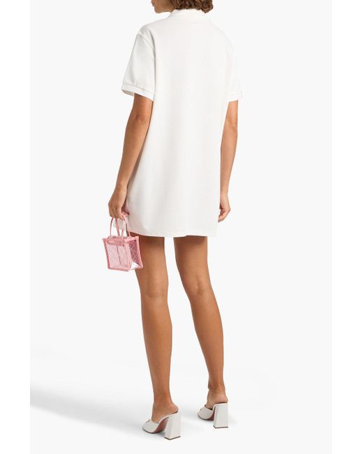 Area White Embellished Cotton-Piqué Mini Shirt Dress
