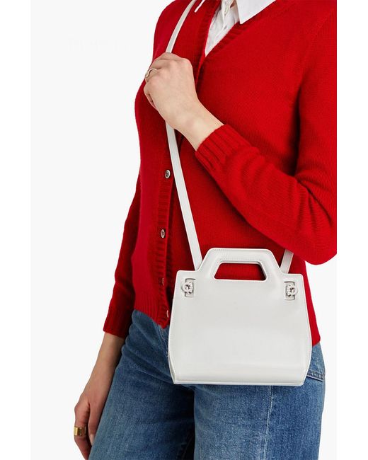 Ferragamo White Wanda Glossed-leather Tote