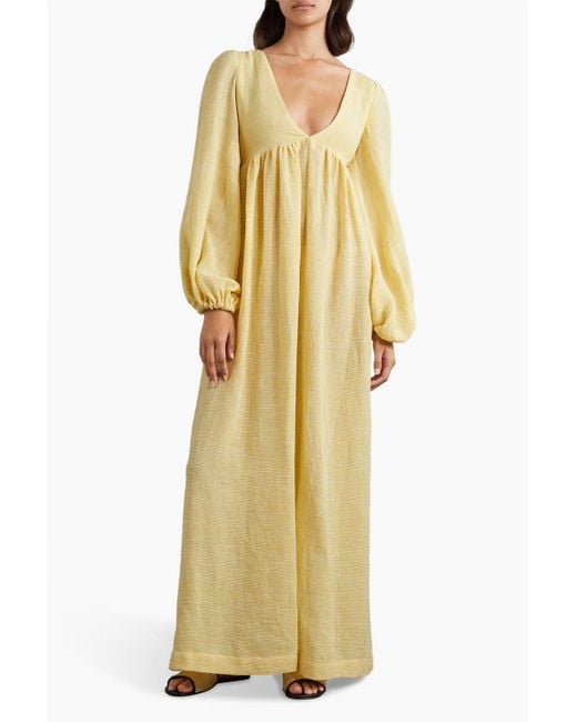 Lisa Marie Fernandez Carolyn Linen-blend Gauze Maxi Dress in Yellow | Lyst