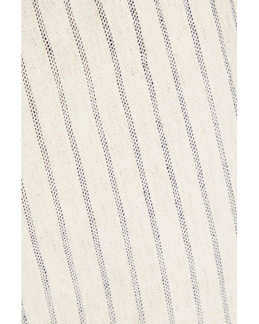 Rag & Bone White Striped Cotton, Hemp And Linen Blend Canvas Shorts